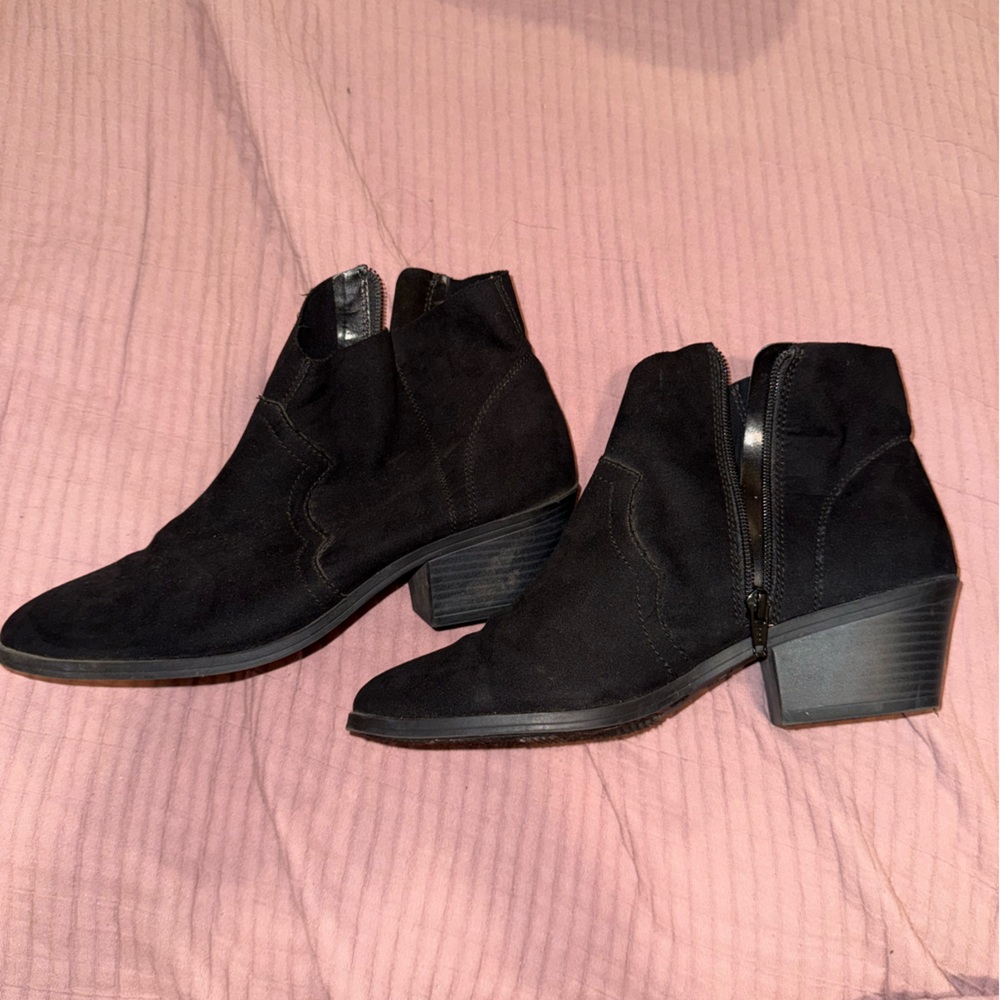 Black Suede Ankle Boots - Women's Chelsea Zip Booties
